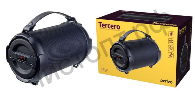 Колонка универс.с радио Perfeo "TERCERO" FM, MP3, microSD, USB, AUX, разъем 6,3мм мощность 18Вт, 3000mAh PF_A4328