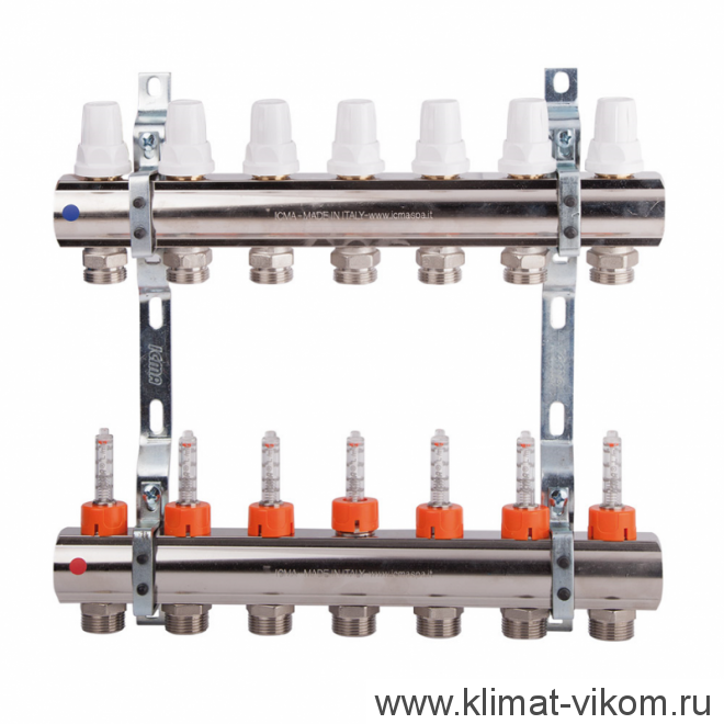 Коллектор с расходомерами ICMA  1"/3/4" (8)