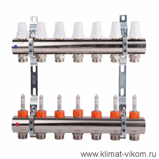 Коллектор с расходомерами ICMA  1"/3/4" (8)