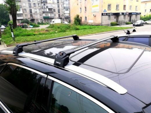 Багажник на крышу Lexus RX 300 (IV, 2015-...), Turtle Air 2, аэродинамические дуги на интегрированные рейлинги (черный цвет)