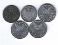 Набор монет Австрия 1954-1972 г. 5 шт.