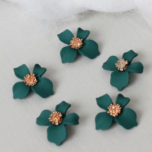 Кукольный аксессуар Подвеска Цветок изумрудный матовый 5 шт