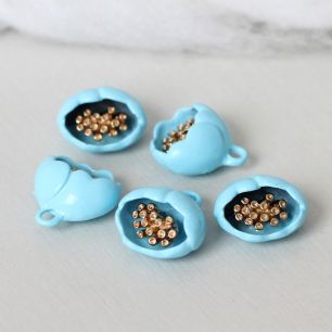 Кукольный аксессуар Подвеска Цветок мак голубой