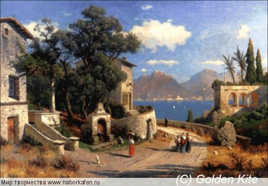 1288 An Italian Village by a Lake