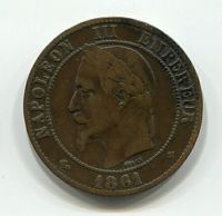 10 сантимов 1861 года BB Франция