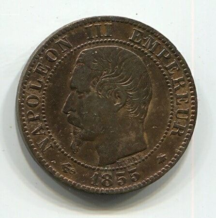 5 сантимов 1855 года BB Франция XF