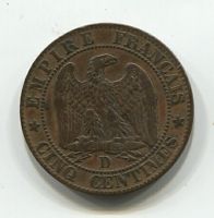5 сантимов 1854 года D Франция XF