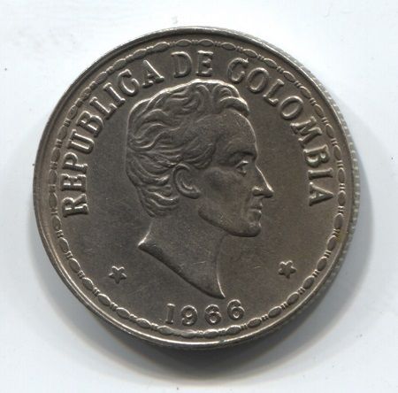 20 сентаво 1966 года Колумбия AUNC, Симон Боливар