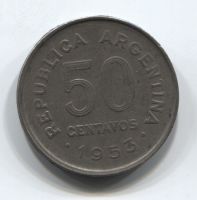 50 сентаво 1953 года Аргентина