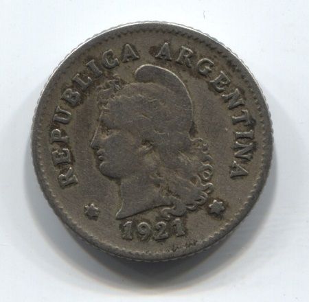 10 сентаво 1921 года Аргентина