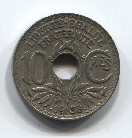 10 сантимов 1938 года Франция
