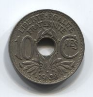 10 сантимов 1938 года Франция