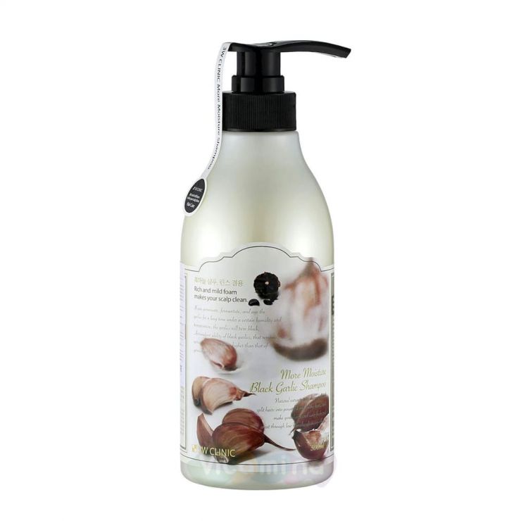 3W Clinic Увлажняющий шампунь для волос с экстрактом чёрного чеснока More Moisture Black Garlic Shampoo, 500 мл