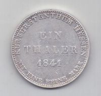 1 талер 1841 года XF Редкий год Гессен Германия