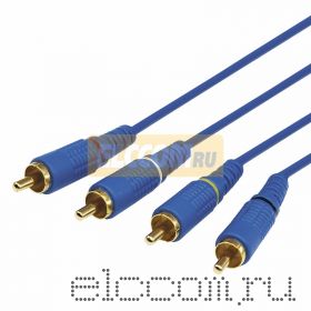 Шнур 4х4 RCA 1.5 м синий gold REXANT