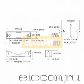 Батарейный отсек 1 х 18650 Li-ion (на плату)