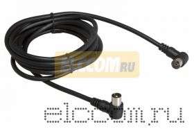 Шнур TV PLUG - TV JACK 3.0м угловой, черный REXANT