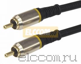 Шнур 1RCA Plug - 1RCA Plug 5М (GOLD) - металл REXANT