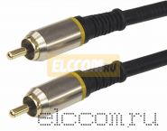 Шнур 1RCA Plug - 1RCA Plug 5М (GOLD) - металл REXANT