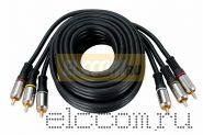 Шнур 3RCA Plug - 3RCA Plug 1.5М (GOLD) - металл REXANT