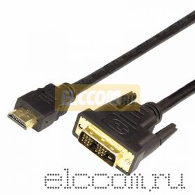 Шнур HDMI - DVI-D gold, 5М, с фильтрами REXANT