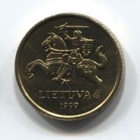 10 центов 1999 года Литва UNC