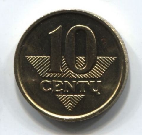 10 центов 1999 года Литва UNC