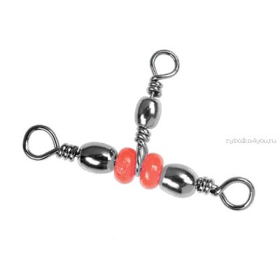 Вертлюг Sprut SW-32 BN  #8x10/20кг (Barrel Triple Swivel Style 2 (Red Beads)/Т-образный) упаковка 4шт