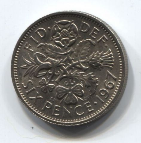 6 пенсов 1967 года Великобритания UNC