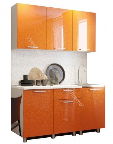 Кухонный гарнитур "Блёстки оранж" 1500 мм