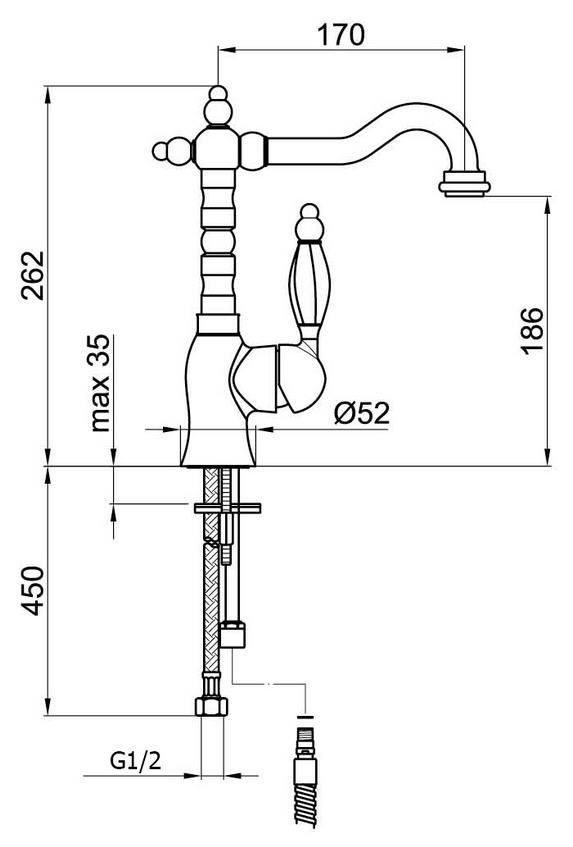 Смеситель для раковины Webert Alexandra AL831802065 схема 3