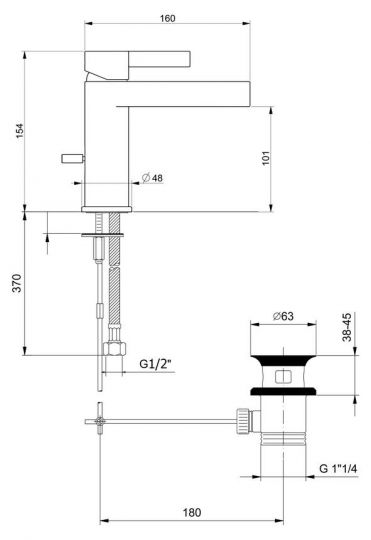 Смеситель для раковины Webert DoReMi DR830102015 схема 7