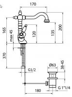 Смеситель для раковины Webert Dorian DO700302065 схема 2