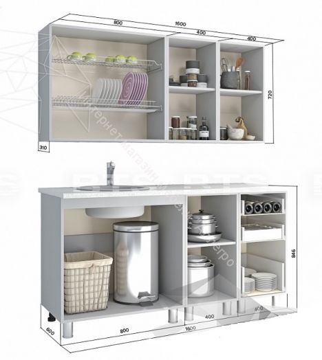 Кухонный гарнитур "Орхидея" 1,6 м