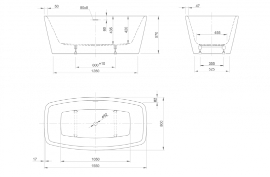 Ванна акриловая Knief Cube XS 0100-254 155х80 ФОТО