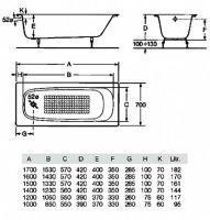 Чугунная ванна Roca Continental 21290100R схема 3