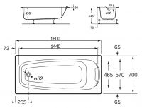 Ванна с ручками Roca Sureste 160x70 ZRU9302787 схема 3