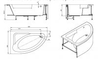 Ванна акриловая Roca Welna 160x100 асимметричная схема 3
