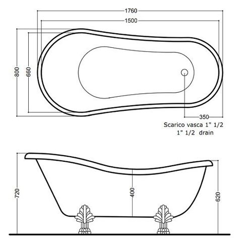 Ванна из литьевого мрамора Tiffany World TW 176x80 ФОТО