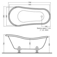 Ванна из литьевого мрамора Tiffany World TW 176x80 схема 5