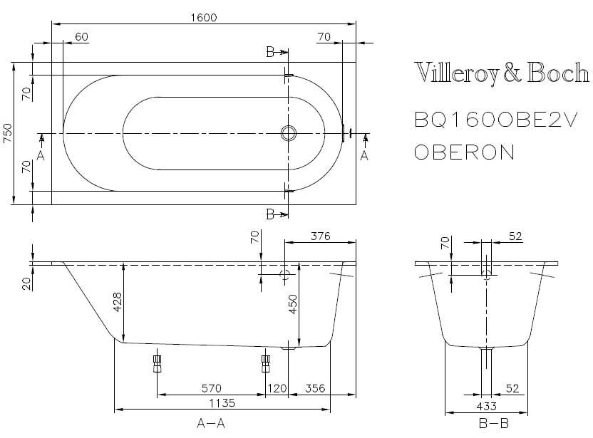 Ванна квариловая Villeroy&Boch Oberon UBQ160OBE2V-01 ФОТО