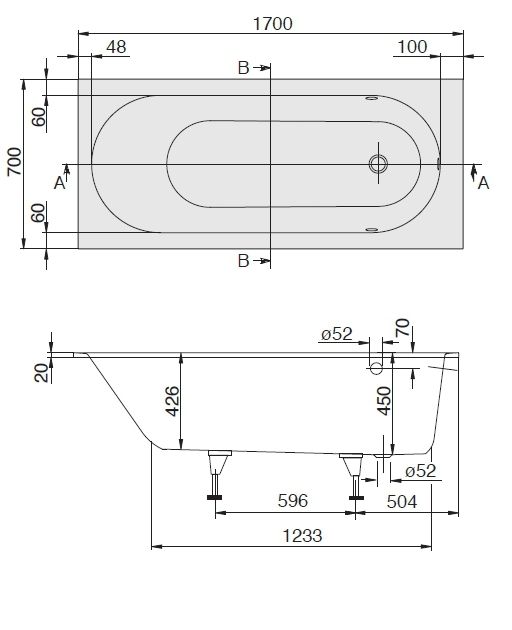 Ванна квариловая Villeroy&Boch Oberon UBQ177OBE2V-RW схема 2