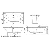 Ванна из искусственного камня Villeroy&Boch Oberon UBQ199OBE2V-RW схема 2