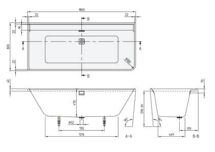 Ванна Villeroy&Boch Collaro UBA180COR9CS00VE01 схема 7