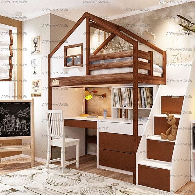 Кровать-чердак Домик Fairy Land Roof №31 (любые размеры)