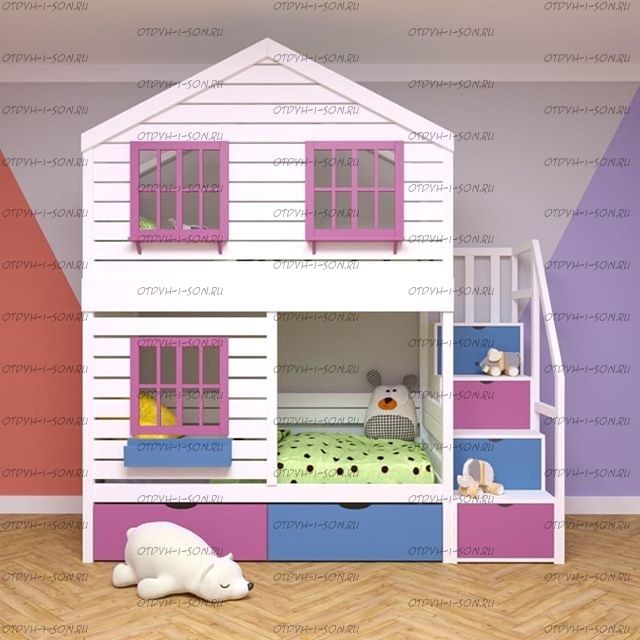Двухъярусная кровать-домик Roof №8