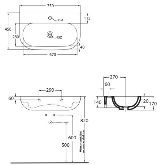 Раковина Azzurra Nuvola NULS07545T0M/(NUV200/75 bi*1) 75 x 45 ФОТО