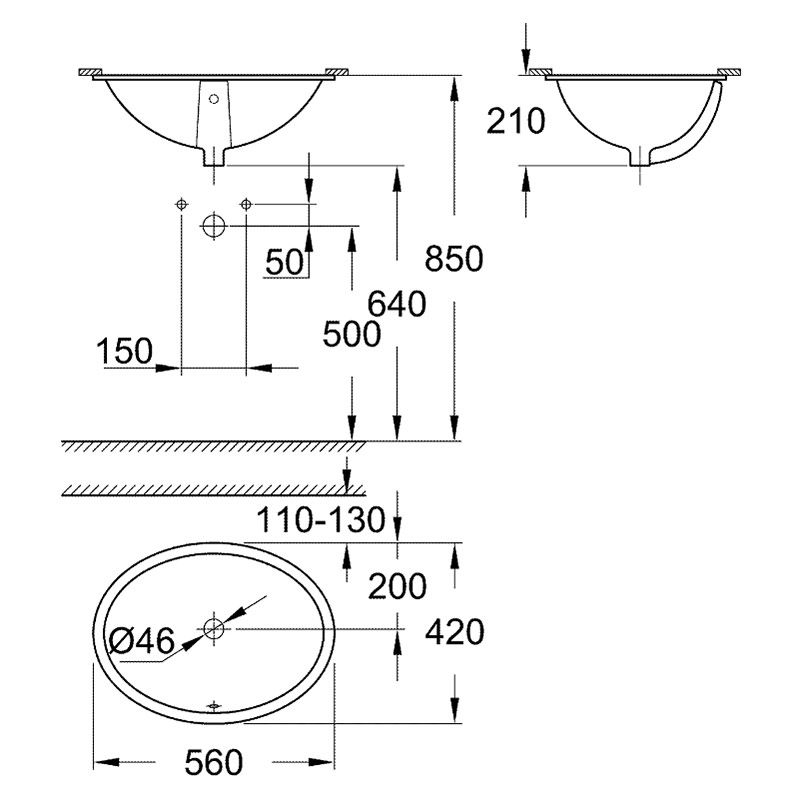 Раковина Grohe Bau Ceramic 39423000 56x42 ФОТО