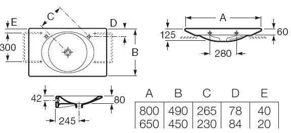 Раковина Roca Kalahari угловая 32787800N 80x49 схема 2