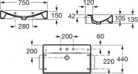 Раковина Roca Diverta 7.3271.1.000.0 75x44 схема 3